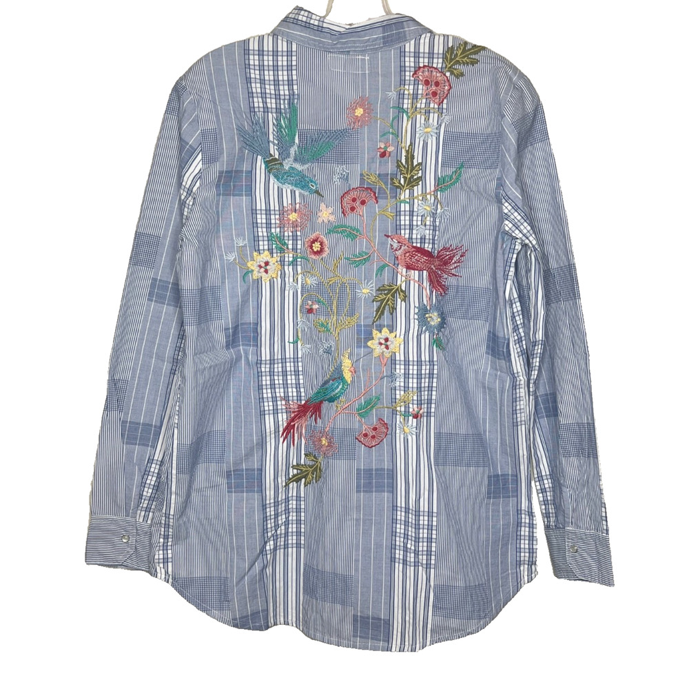 Johnny Was Zanzibar Embroidered Button Down Shirt